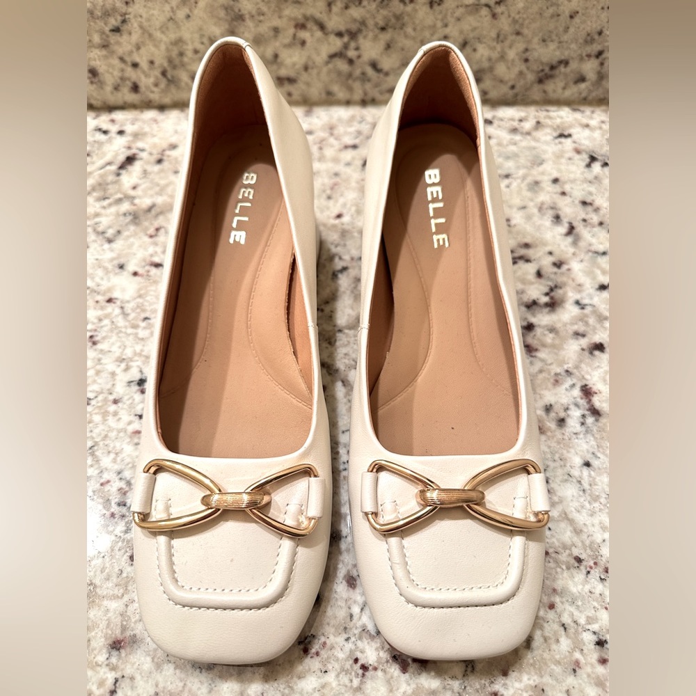 COPY - Belle Women Flat Soft Leather in White color Size 36.5